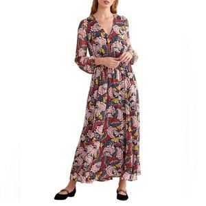 Boden floral metallic detail maxi dress pink ethereal flowy shimmer size 10 NWT